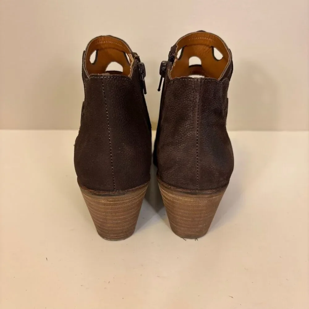 Lucky Brand Brown Faux‎ Leather Cut Out Ankle Booties 7.5
